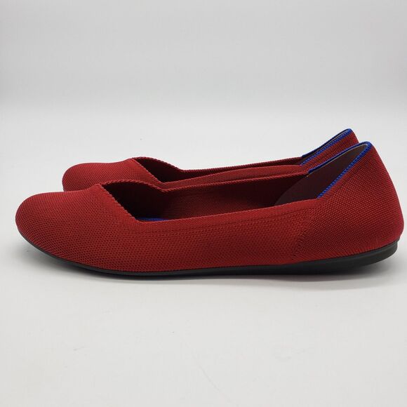 Rothy's Shoes Womens Size 10.5 Red Flat Round Toe Recycled Knit Washable Ballet - Picture 4 of 10